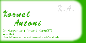 kornel antoni business card